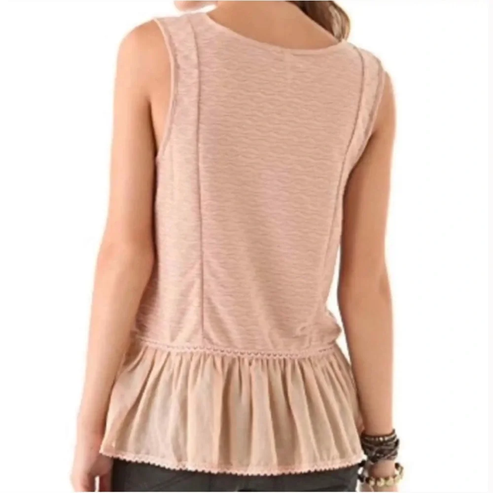 Free People ‘Sweetie Pie’ Ruffle Peplum Tank Top Women’s XS Peach Lace Coquette